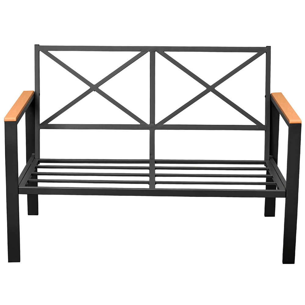 Zahradní sestava k sezení FLORENCJA | stolek + pohovka + 2x křeslo | černá/šedá/hnědá