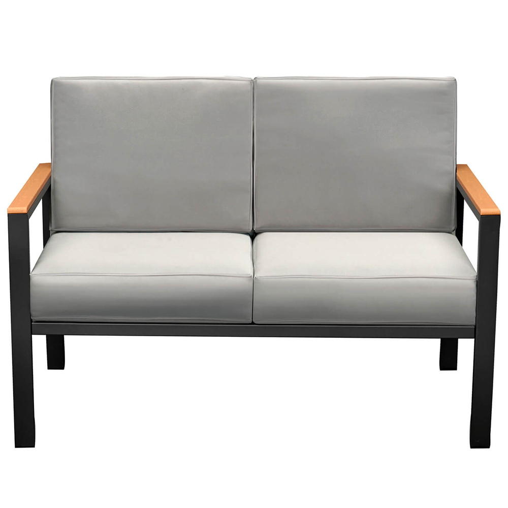 Zahradní sestava k sezení FLORENCJA | stolek + pohovka + 2x křeslo | černá/šedá/hnědá