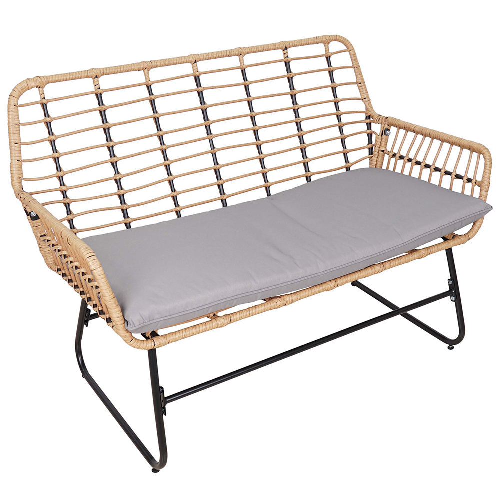 Zahradní sestava k sezení VERMONT | stolek + pohovka + 2x křeslo | šedá/hnědá