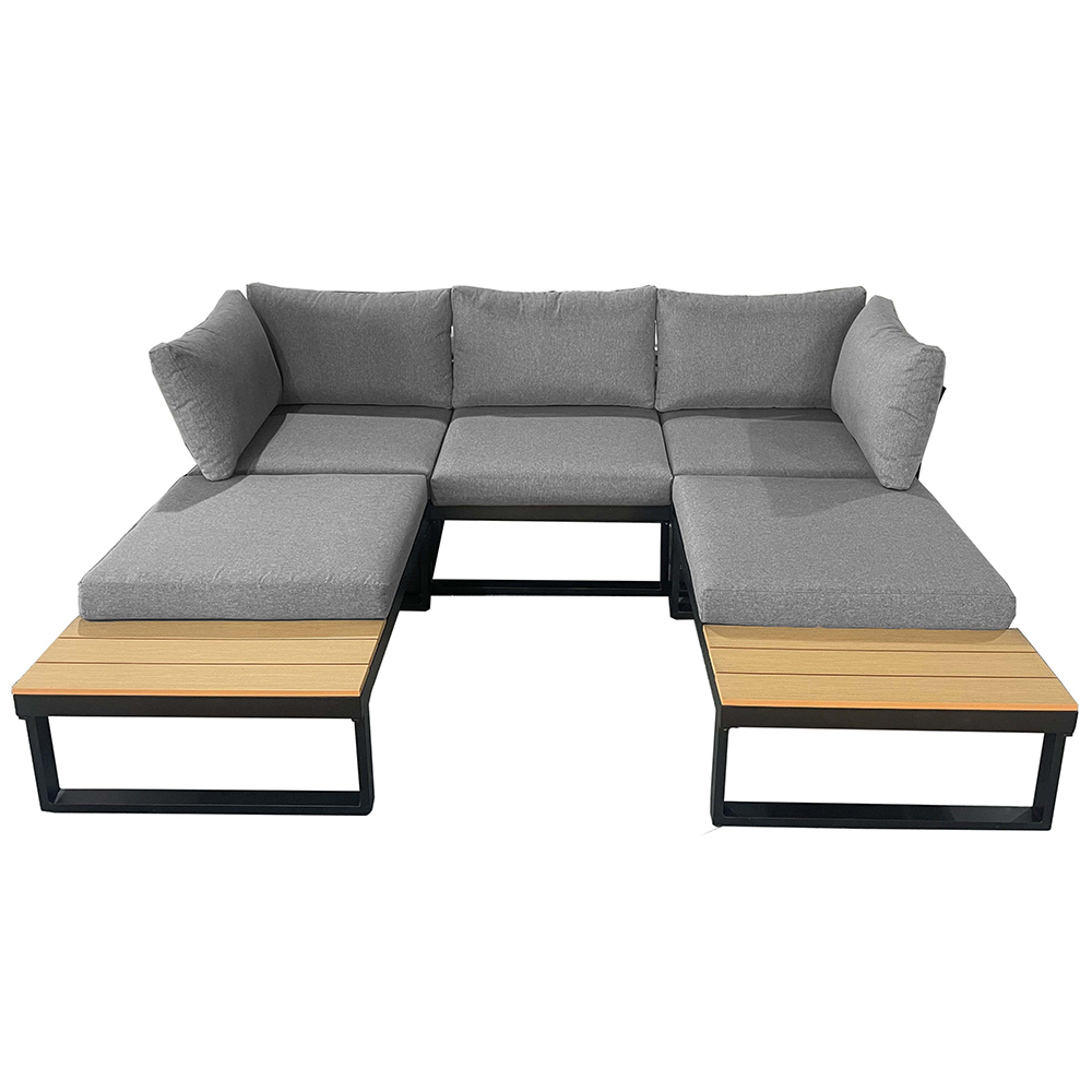 Modulová zahradní sestava LISA | 6 dílů + polstrování | černá/šedá/hnědá