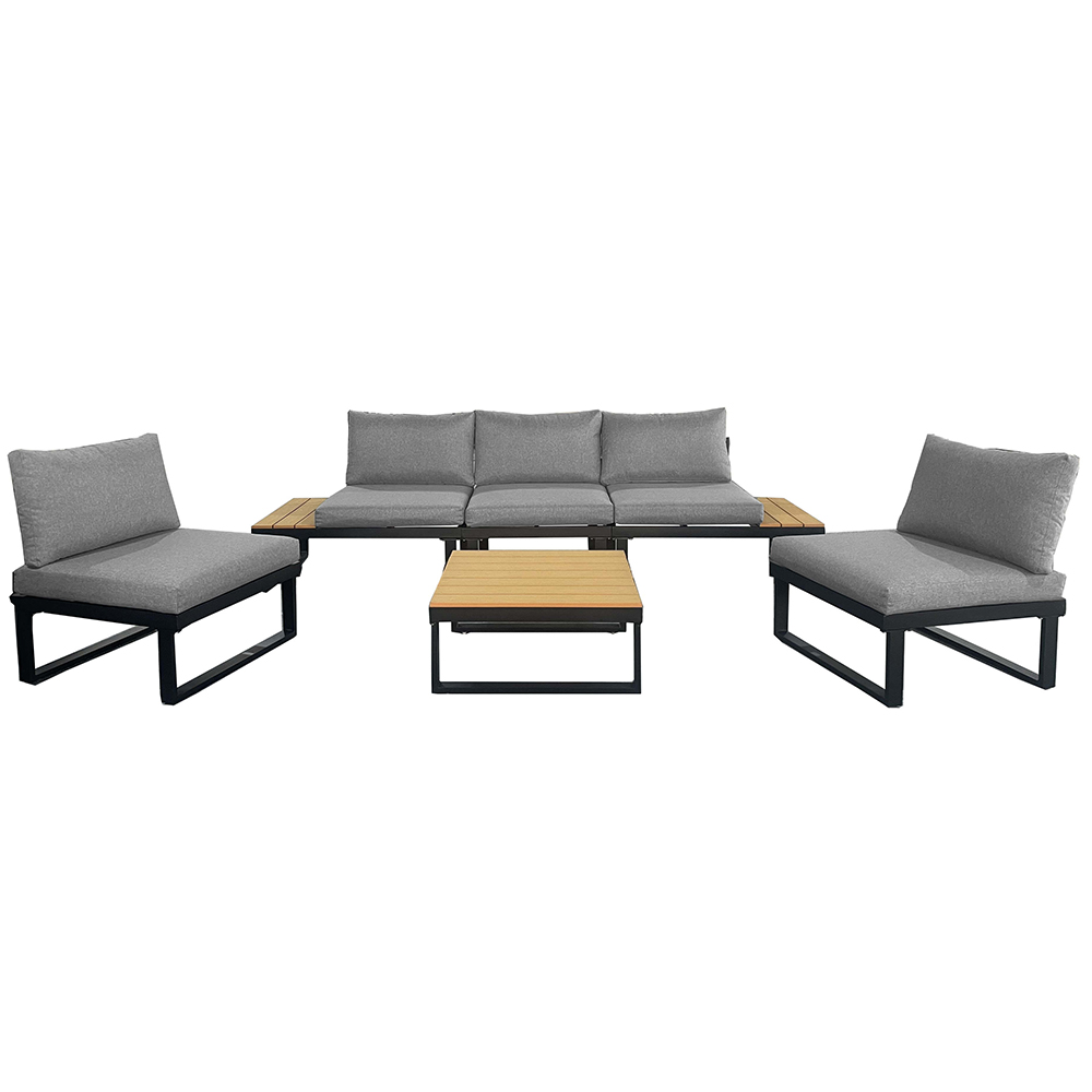 Modulová zahradní sestava LISA | 6 dílů + polstrování | černá/šedá/hnědá