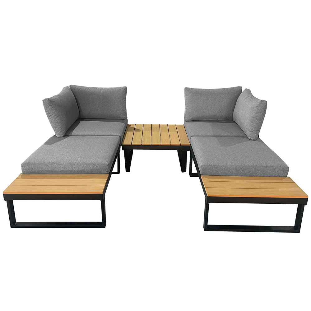 Modulová zahradní sestava LISA | 6 dílů + polstrování | černá/šedá/hnědá