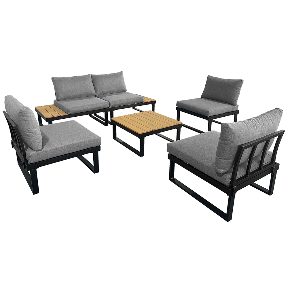 Modulová zahradní sestava LISA | 6 dílů + polstrování | černá/šedá/hnědá