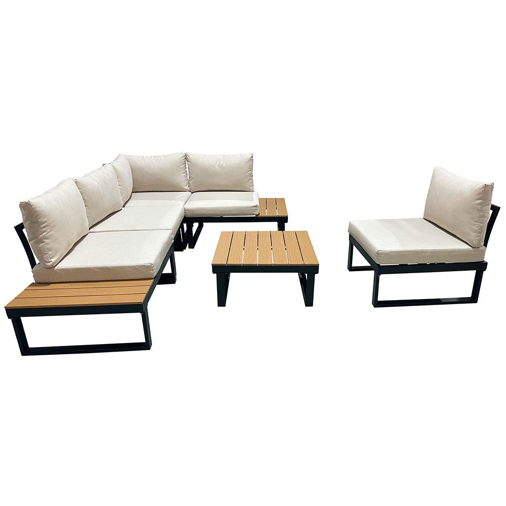 Modulová zahradní sestava LISA | 6 dílů + polstrování | černá/béžová/hnědá