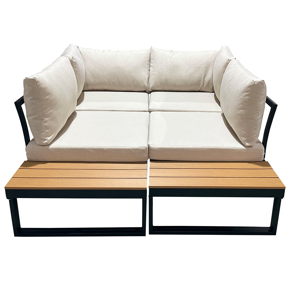 Modulová zahradní sestava LISA | 6 dílů + polstrování | černá/béžová/hnědá