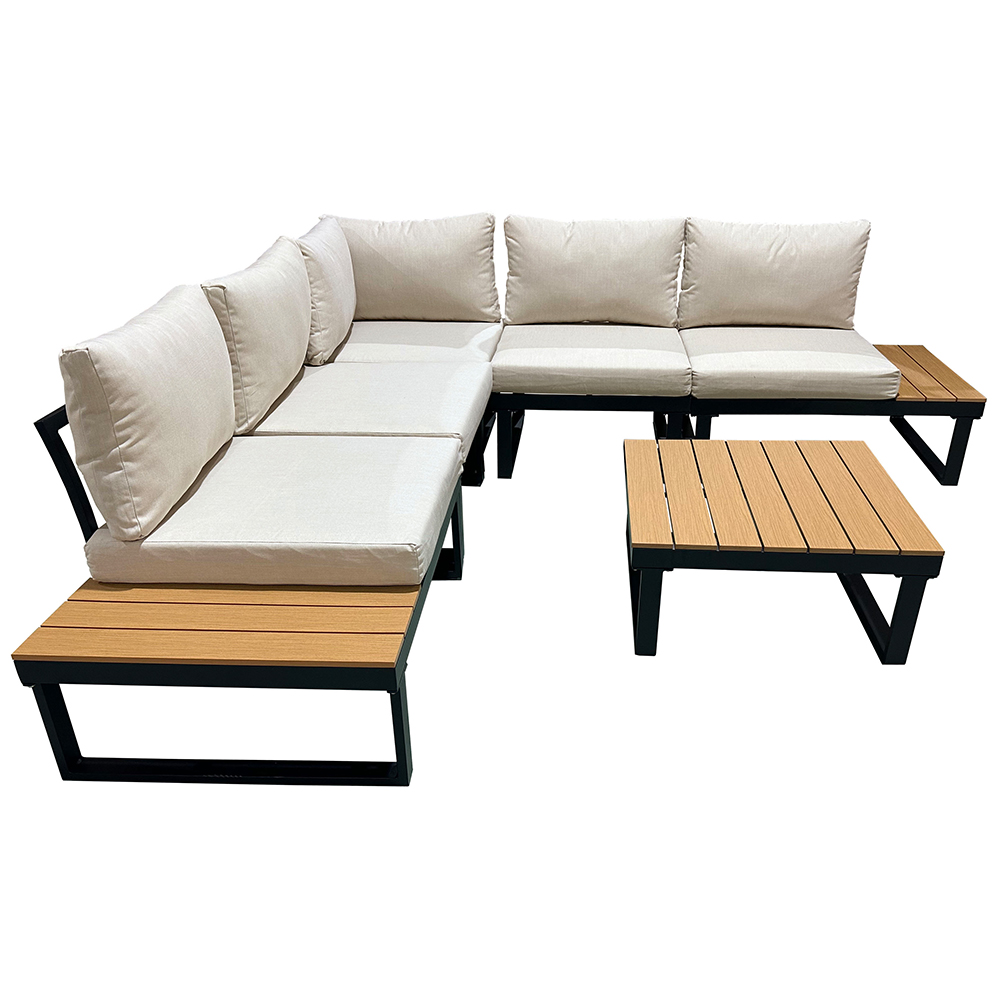 Modulová zahradní sestava LISA | 6 dílů + polstrování | černá/béžová/hnědá