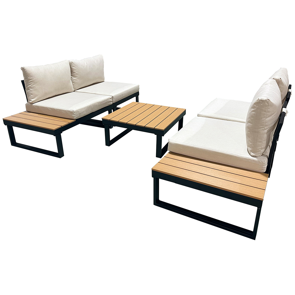 Modulová zahradní sestava LISA | 6 dílů + polstrování | černá/béžová/hnědá