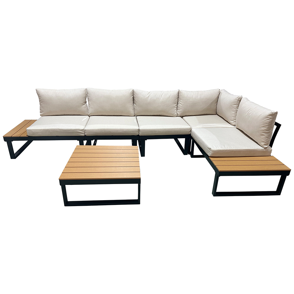 Modulová zahradní sestava LISA | 6 dílů + polstrování | černá/béžová/hnědá