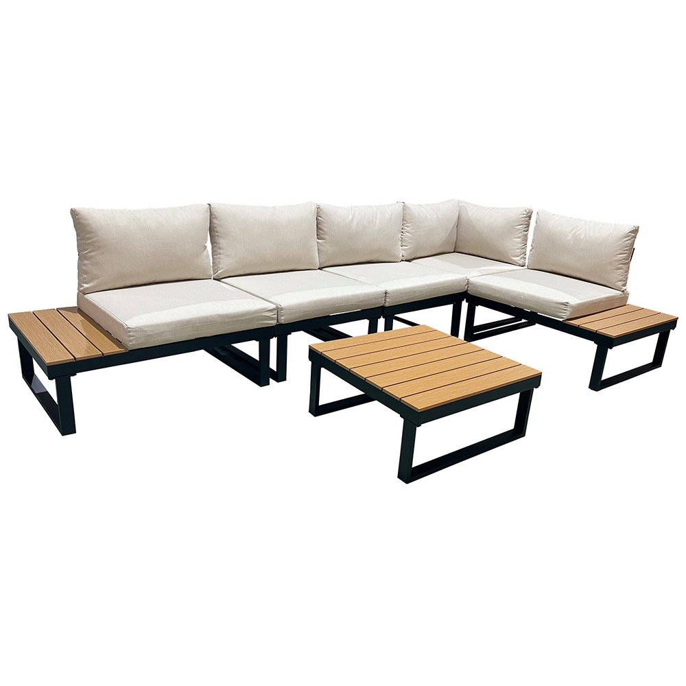 Modulová zahradní sestava LISA | 6 dílů + polstrování | černá/béžová/hnědá