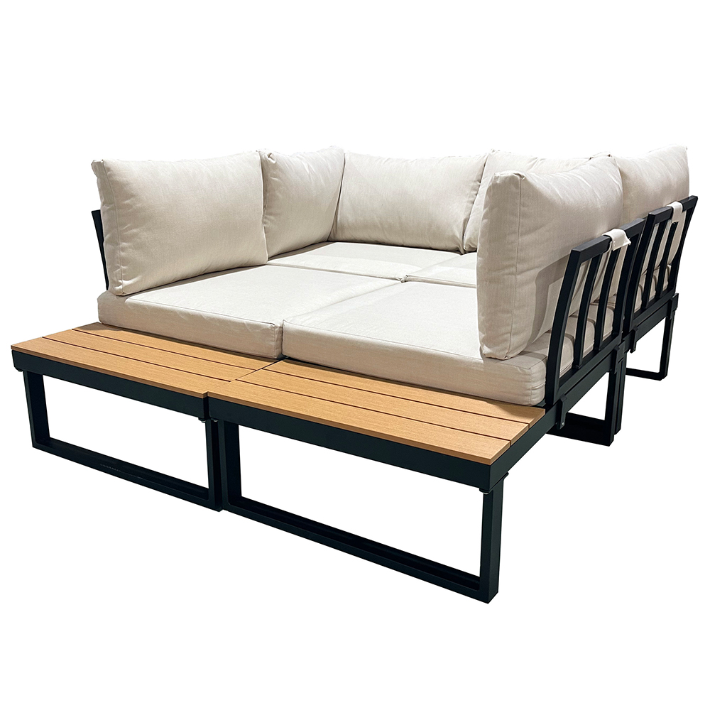 Modulová zahradní sestava LISA | 6 dílů + polstrování | černá/béžová/hnědá