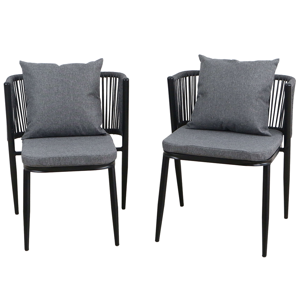 Zahradní sestava k sezení ORFU | stůl + 2x židle křeslo | šedá | úplné zasunutí židlí pod stůl