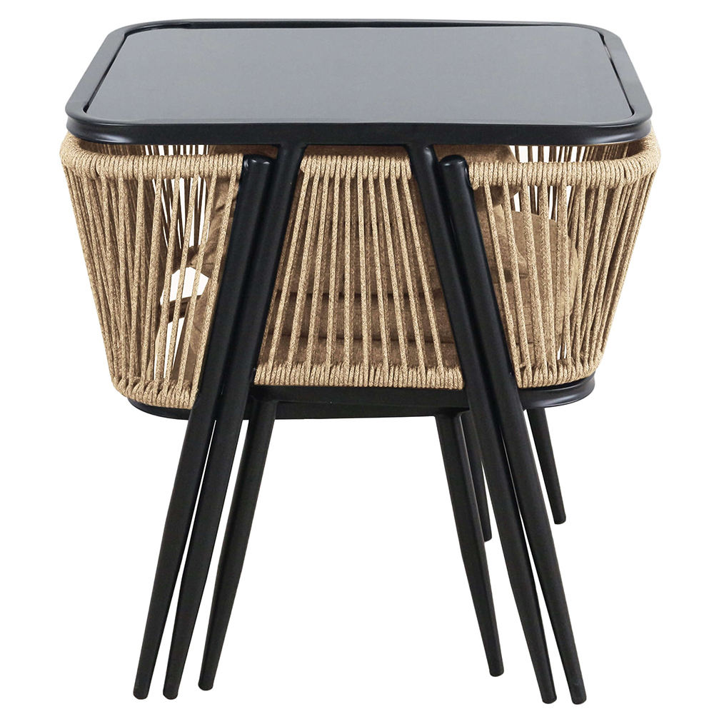 Zahradní sestava k sezení ORFU | stůl + 2x židle křeslo | béžová | úplné zasunutí židlí pod stůl