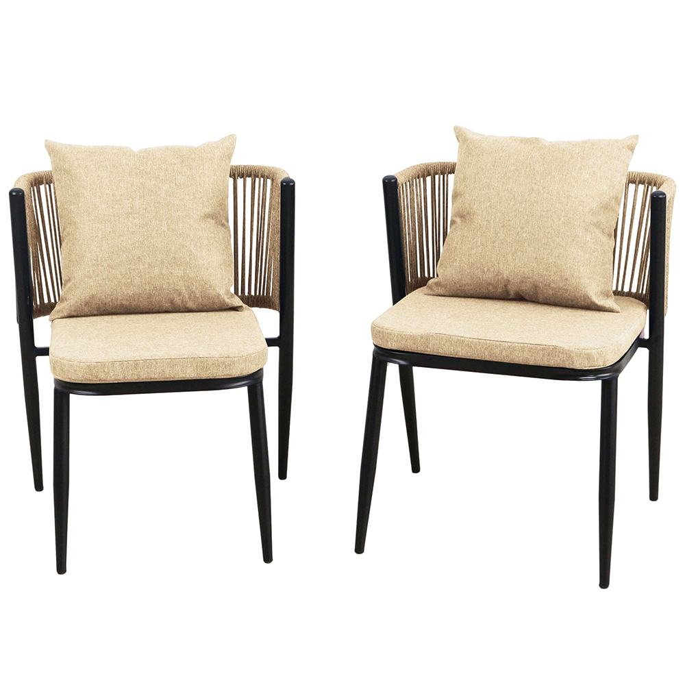 Zahradní sestava k sezení ORFU | stůl + 2x židle křeslo | béžová | úplné zasunutí židlí pod stůl