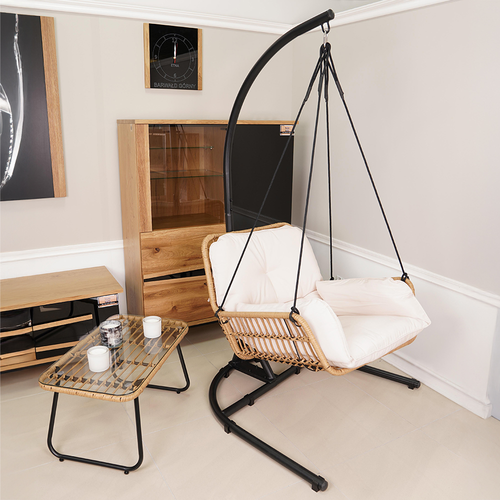 Závěsné zahradní křeslo ERICA + béžové polstrování v ceně