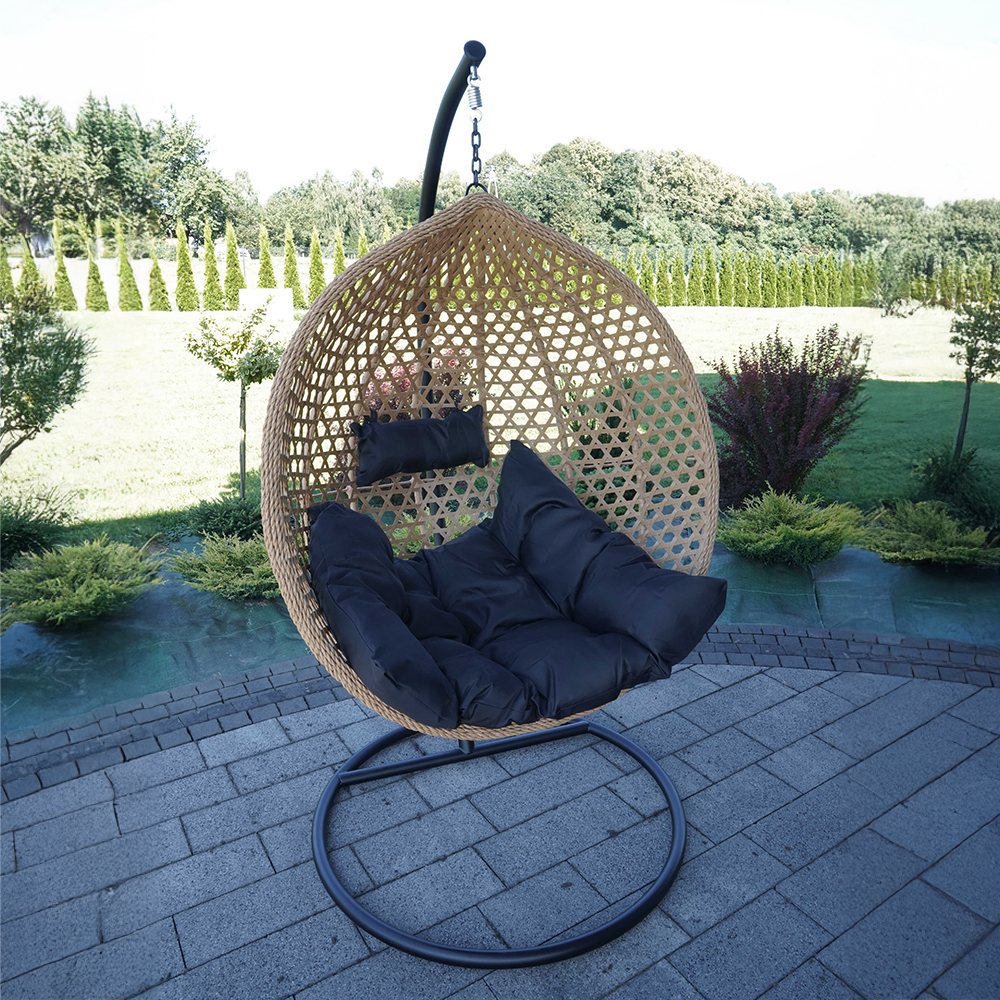 Závěsné zahradní křeslo TROPIKAL natural + černé polstrování v ceně