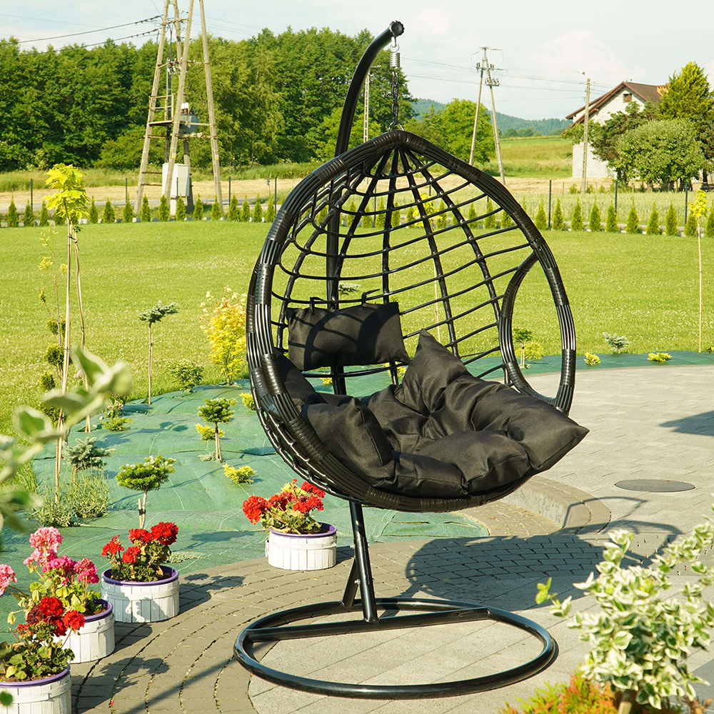 Závěsné zahradní křeslo DOMINIKANA + černé polstrování v ceně