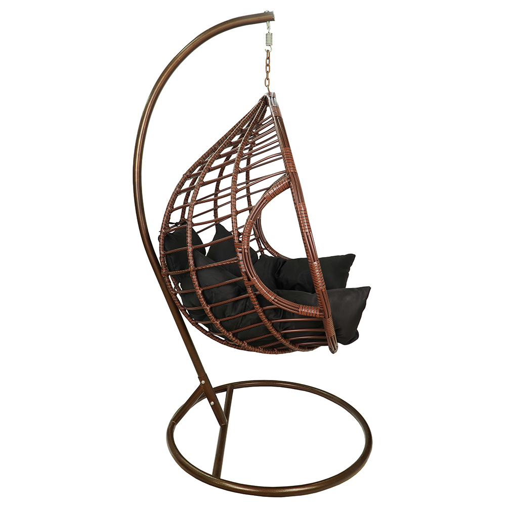 Závěsné zahradní křeslo DOMINIKANA hnědá + črné polstrování v ceně
