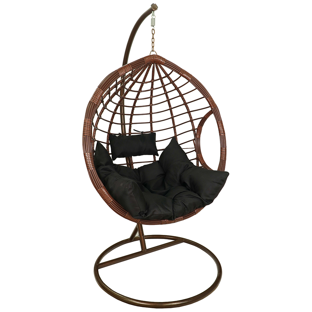 Závěsné zahradní křeslo DOMINIKANA hnědá + črné polstrování v ceně