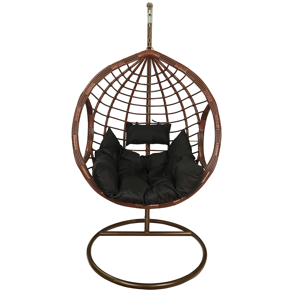 Závěsné zahradní křeslo DOMINIKANA hnědá + črné polstrování v ceně