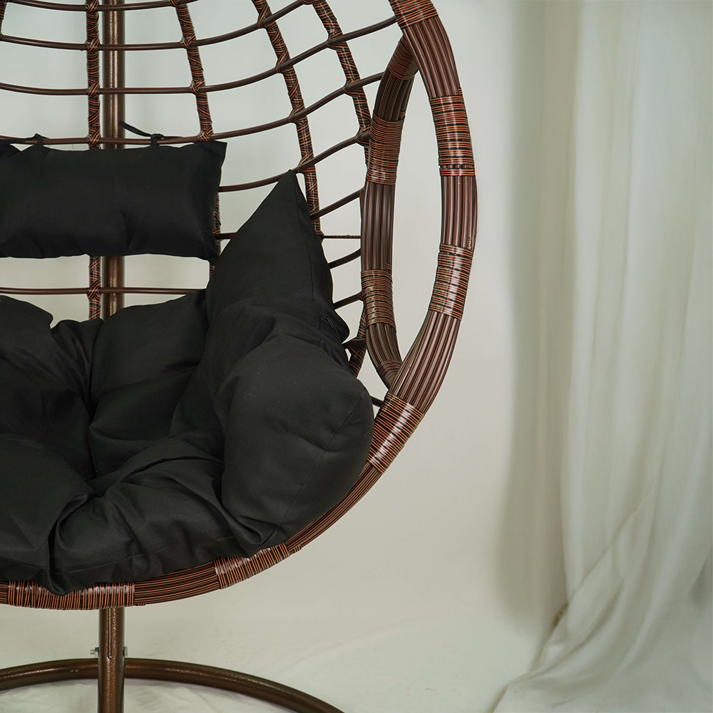 Závěsné zahradní křeslo DOMINIKANA hnědá + črné polstrování v ceně