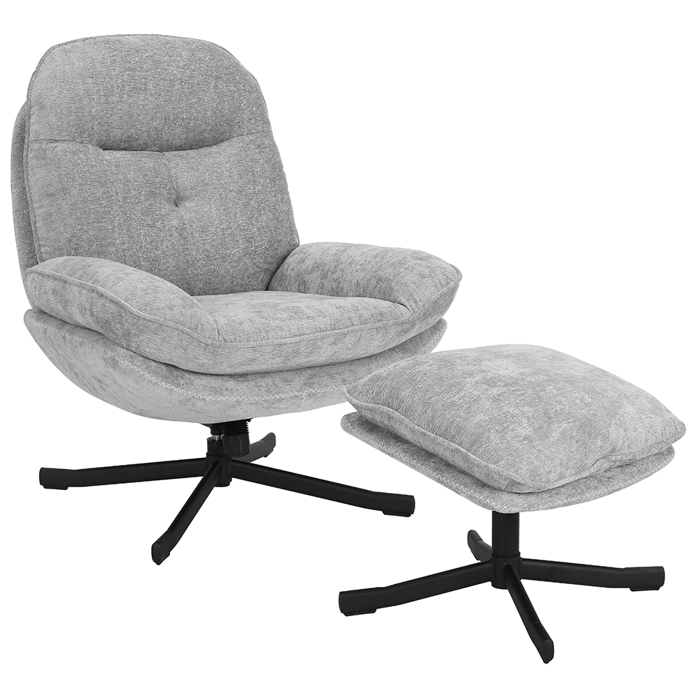 Otočné relaxační křeslo KARMEN s podnožkou | světle šedá
