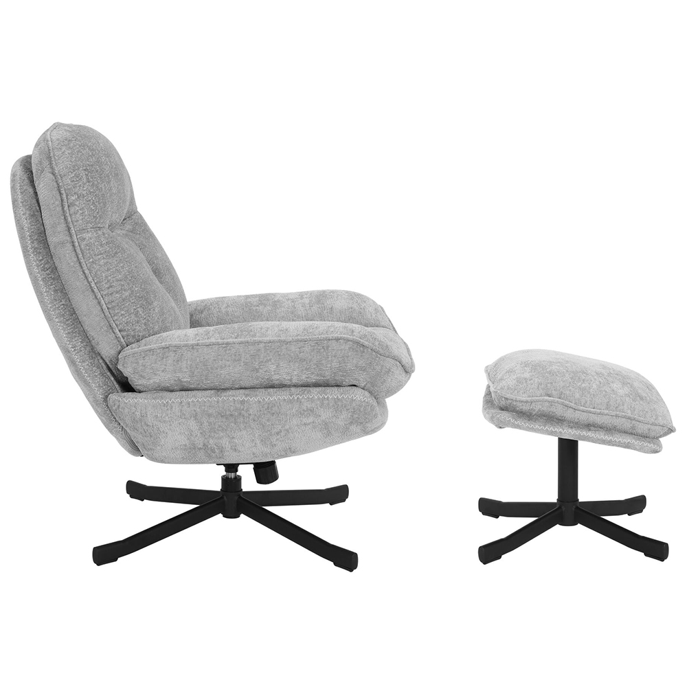 Otočné relaxační křeslo KARMEN s podnožkou | světle šedá