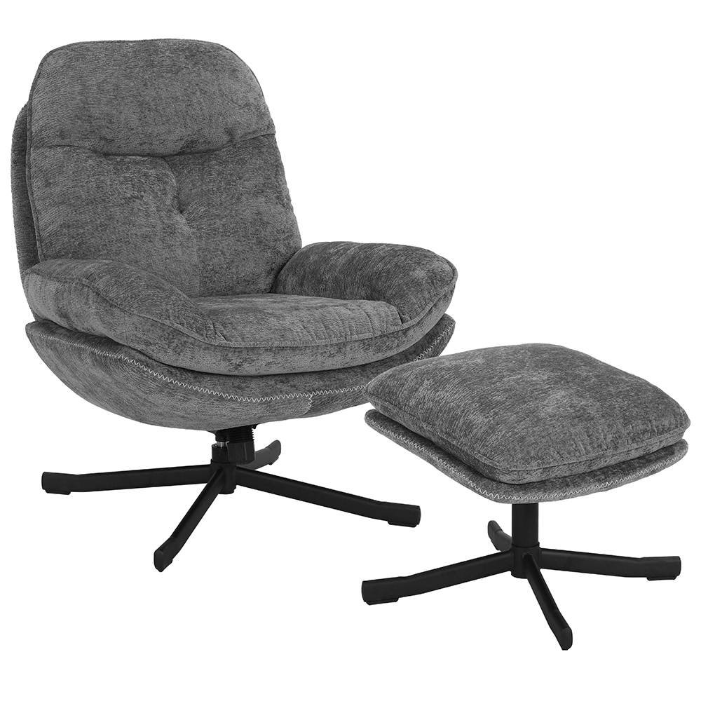 Otočné relaxační křeslo KARMEN s podnožkou | tmavě šedá