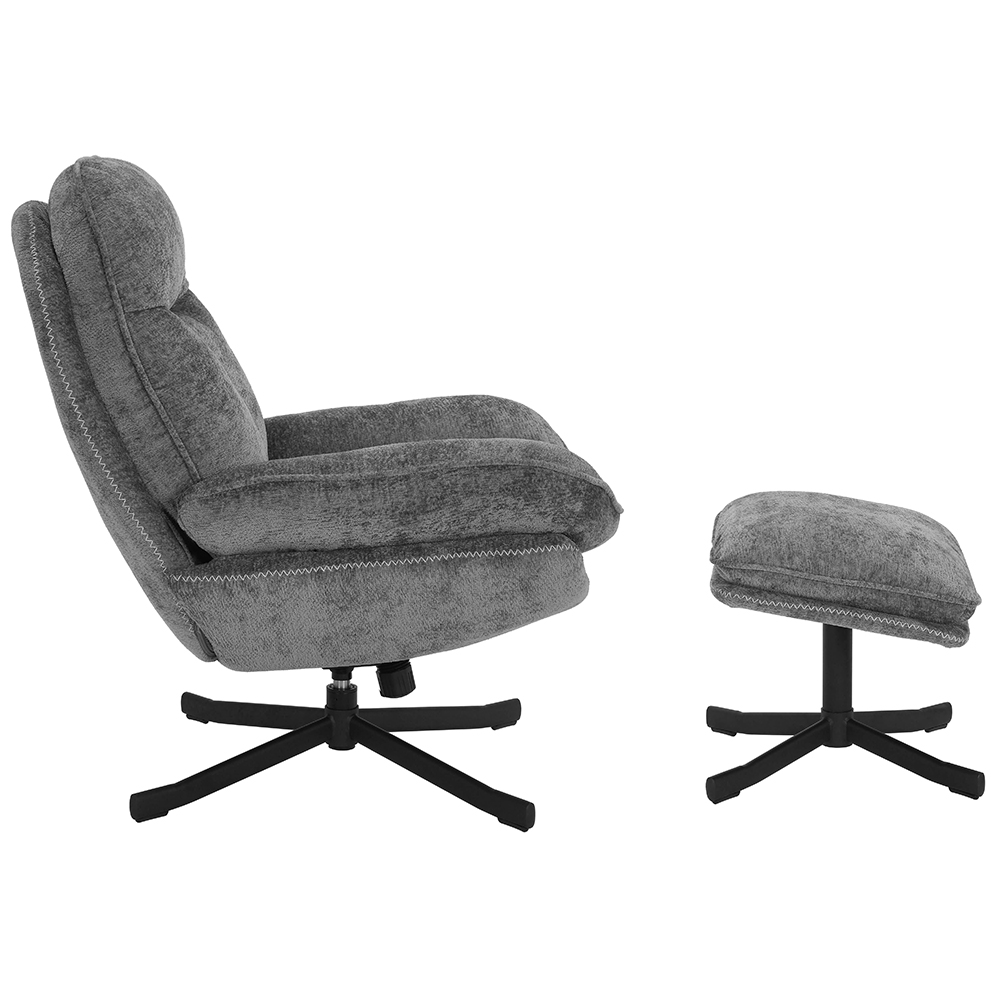 Otočné relaxační křeslo KARMEN s podnožkou | tmavě šedá