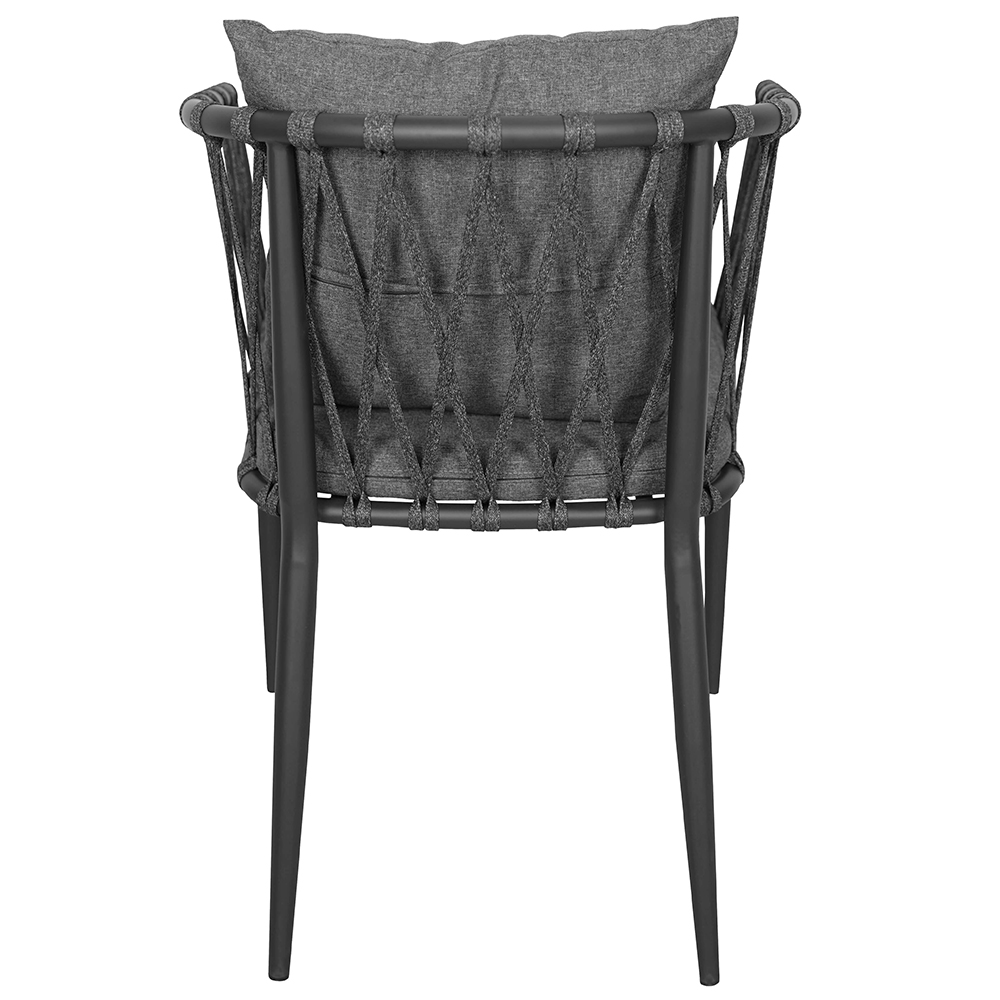 Zahradní sestava MAME A | 1x stůl MELODY ⌀ 60 x 71 cm + 1x židle MADERA s polstrováním | šedá/černá