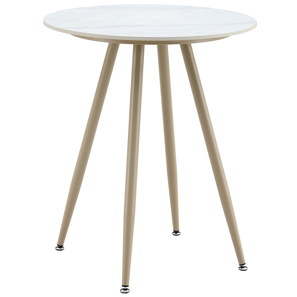 Zahradní sestava MAME A | 1x stůl MELODY ⌀ 60 x 71 cm + 1x židle MADERA s polstrováním | béžová/bílá