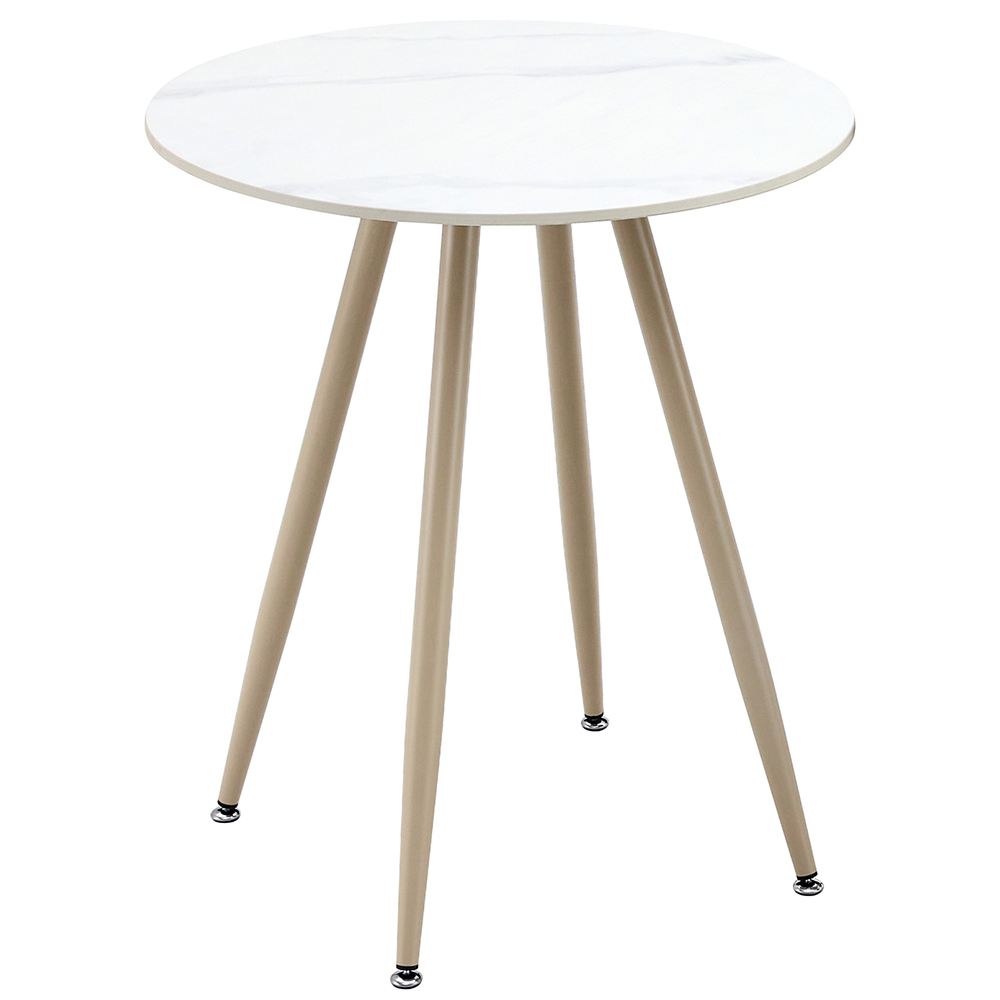 Zahradní sestava MAME A | 1x stůl MELODY ⌀ 60 x 71 cm + 1x židle MADERA s polstrováním | béžová/bílá