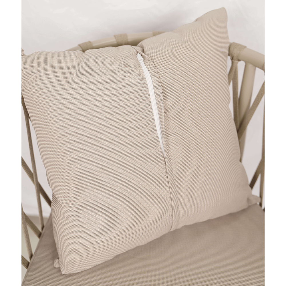 Zahradní sestava MAME A | 1x stůl MELODY ⌀ 60 x 71 cm + 1x židle MADERA s polstrováním | béžová/bílá