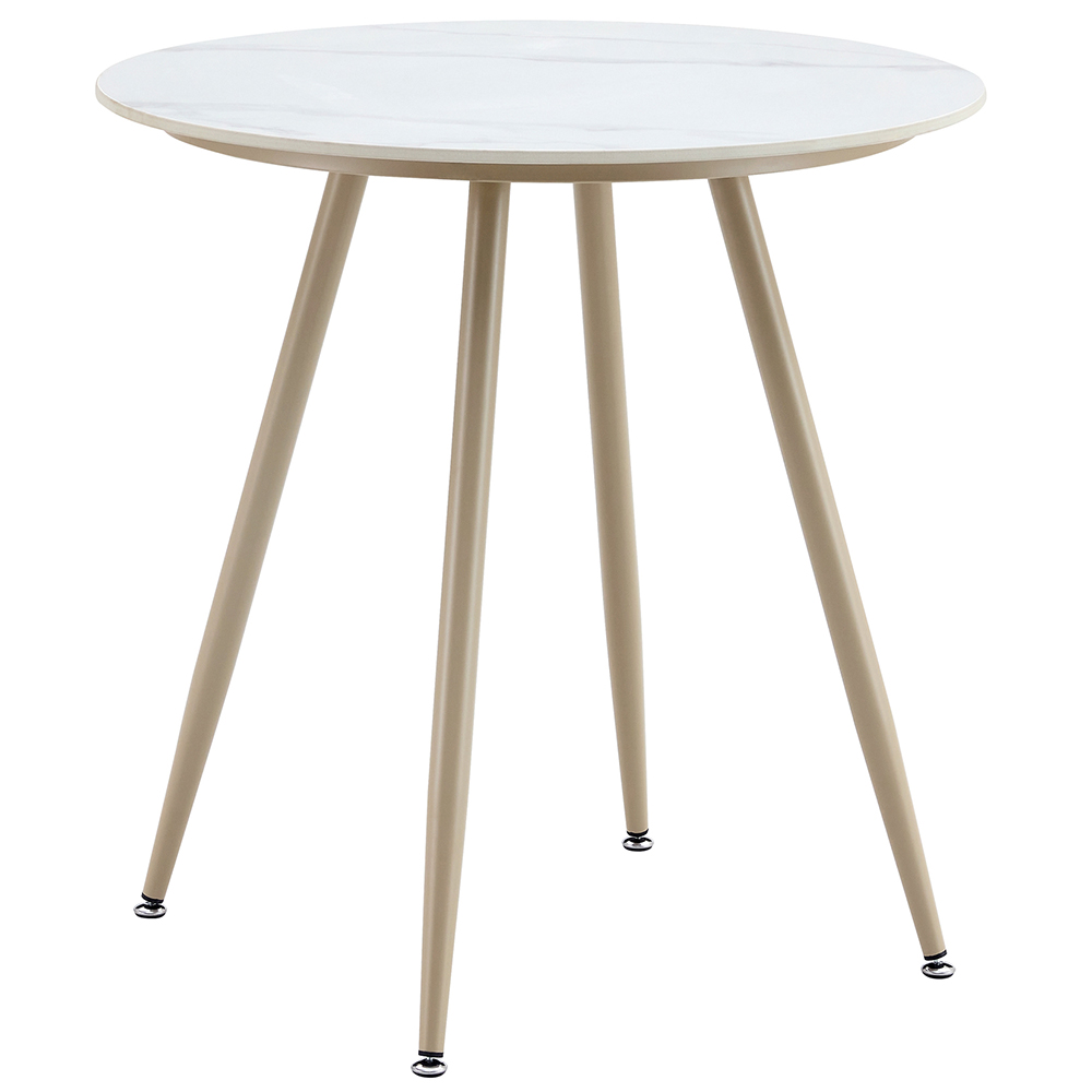 Zahradní sestava MAME C | 1x stůl MELODY ⌀ 70 x 71 cm + 2x židle MADERA s polstrováním | béžová/bílá
