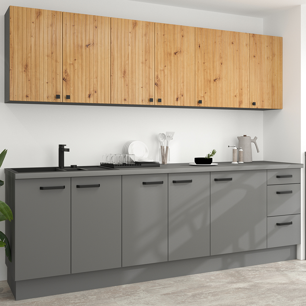 AVARANT sa | dolní skříňka 80D 3S se zásuvkami PREMIUM BOX | 80 cm | 3D povrch | šedá/artisan