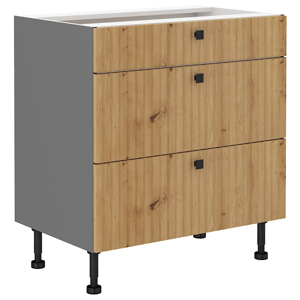 AVARANT sa | dolní skříňka 80D 3S se zásuvkami PREMIUM BOX | 80 cm | 3D povrch | šedá/artisan