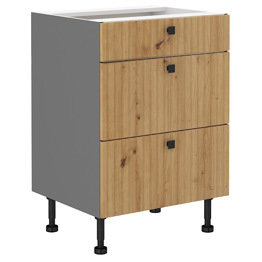 AVARANT sa | dolní skříňka 60D 3S se zásuvkami PREMIUM BOX | 60 cm | 3D povrch | šedá/artisan