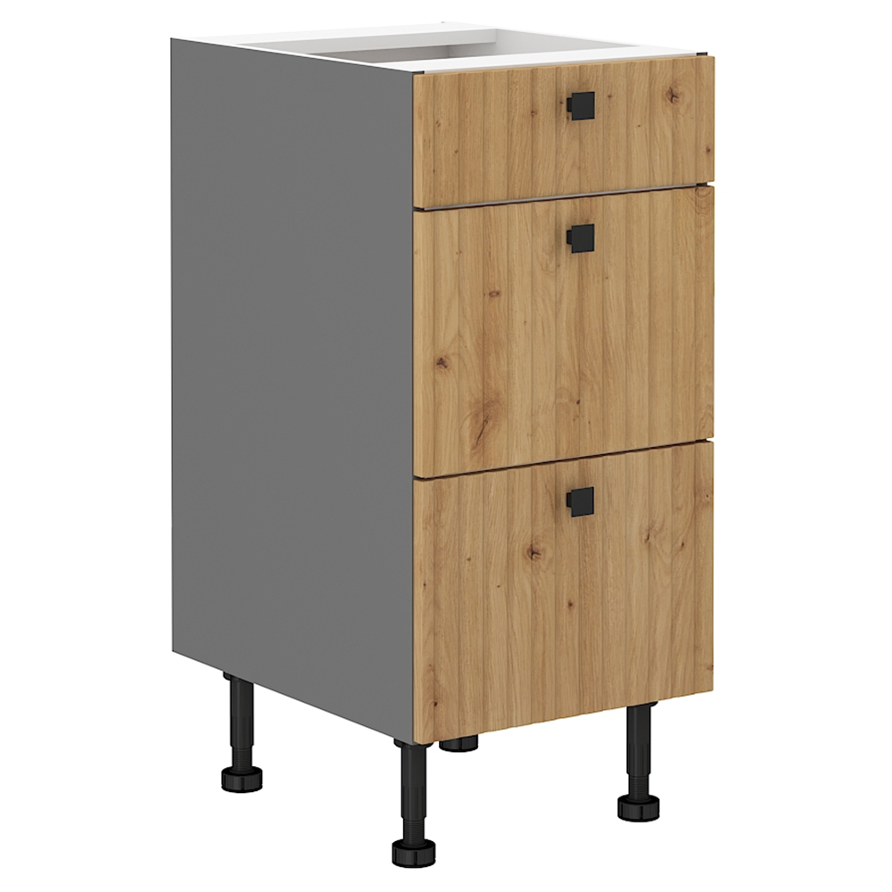 AVARANT sa | dolní skříňka 40D 3S BB se zásuvkami PREMIUM BOX | 40 cm | 3D povrch | šedá/artisan