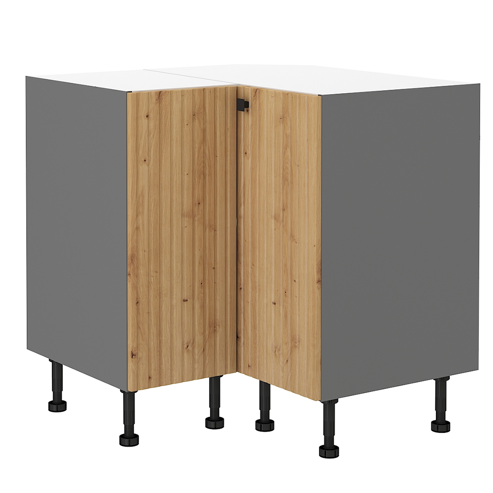 AVARANT sa | dolní skříňka 90x90 DN 2F rohová s policí | 90x90cm | 3D povrch | šedá/artisan