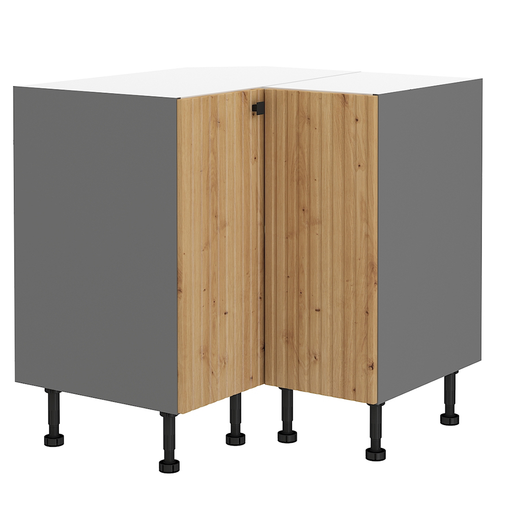 AVARANT sa | dolní skříňka 90x90 DN 2F rohová s policí | 90x90cm | 3D povrch | šedá/artisan