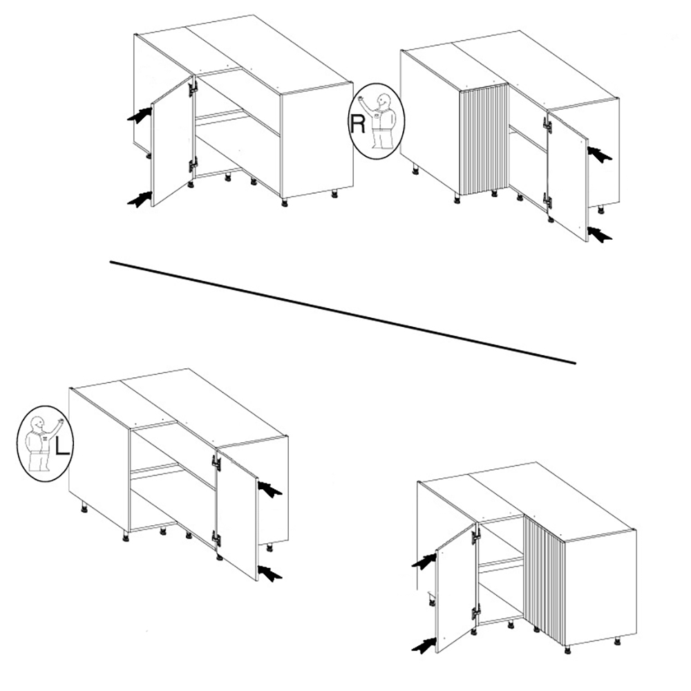 AVARANT sa | dolní skříňka 90x90 DN 2F rohová s policí | 90x90cm | 3D povrch | šedá/artisan