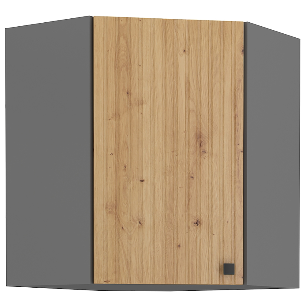 AVARANT sa | horní skříňka 60x60 GN-72 1F 45° rohová s 2 policemi | 60 cm | 3D povrch | šedá/artisan