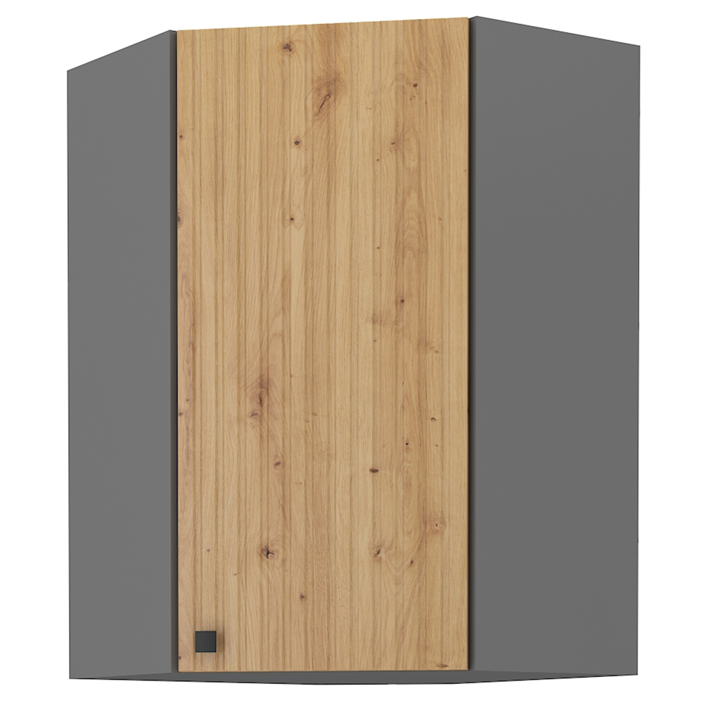 AVARANT sa | horní skříňka 60x60 GN-90 1F 45° rohová | 3 police | VYSOKÁ | 3D povrch | šedá/artisan