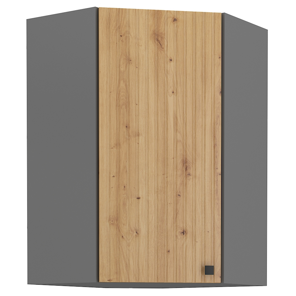 AVARANT sa | horní skříňka 60x60 GN-90 1F 45° rohová | 3 police | VYSOKÁ | 3D povrch | šedá/artisan