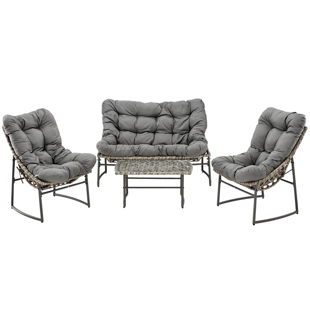 Zahradní sestava k sezení KAMORA | stolek + pohovka + 2 křeslo | šedá | polstrování v ceně | SAD8045