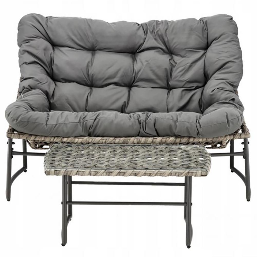 Zahradní sestava k sezení KAMORA | stolek + pohovka + 2 křeslo | šedá | polstrování v ceně | SAD8045