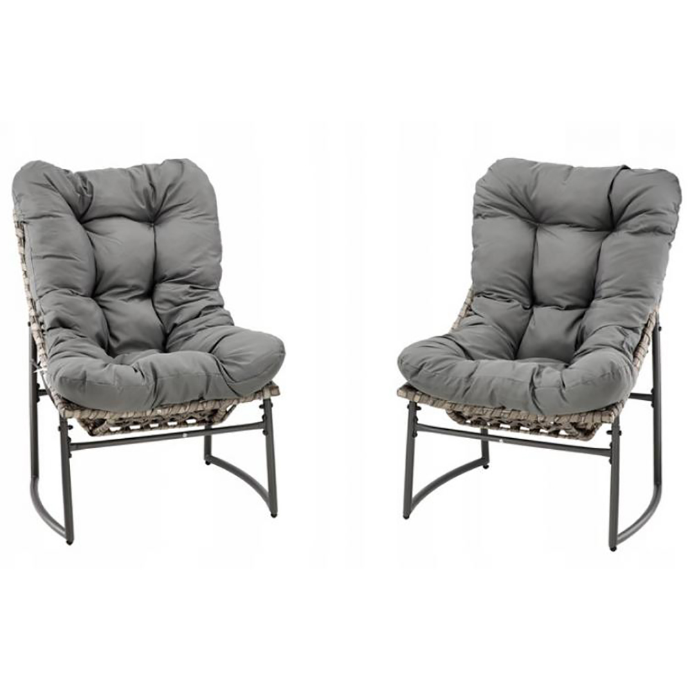 Zahradní sestava k sezení KAMORA | stolek + pohovka + 2 křeslo | šedá | polstrování v ceně | SAD8045