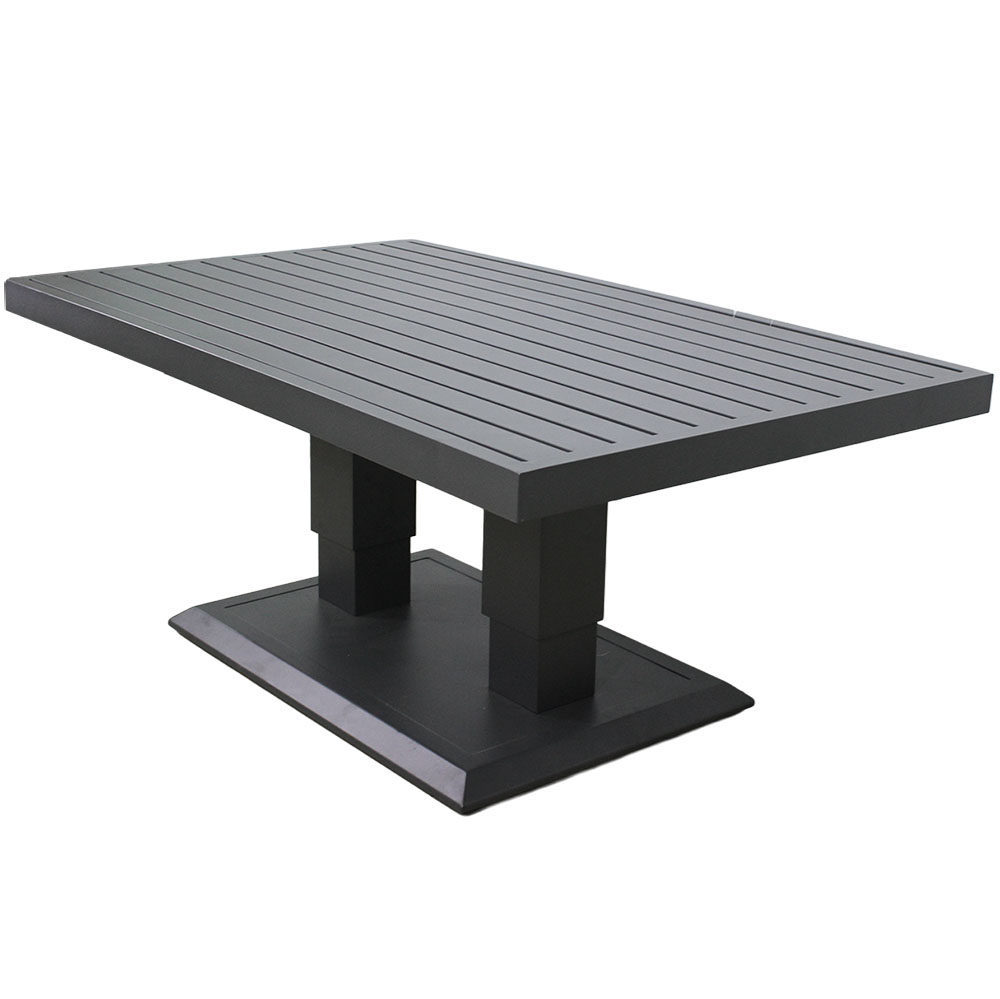 Zahradní sestava k sezení KAVANO | stůl + rohová sedačka + taburet | hliník/šedá | polstry v ceně | ALM9422