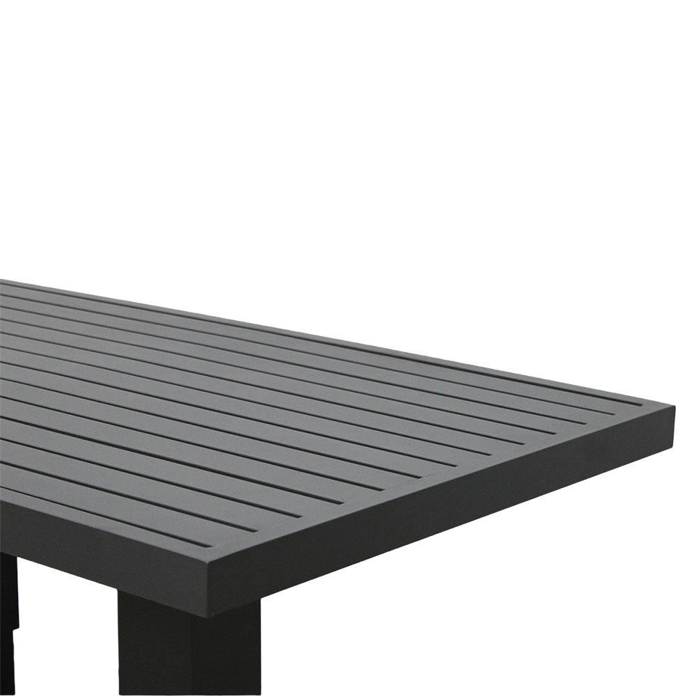 Zahradní sestava k sezení KAVANO | stůl + rohová sedačka + taburet | hliník/šedá | polstry v ceně | ALM9422