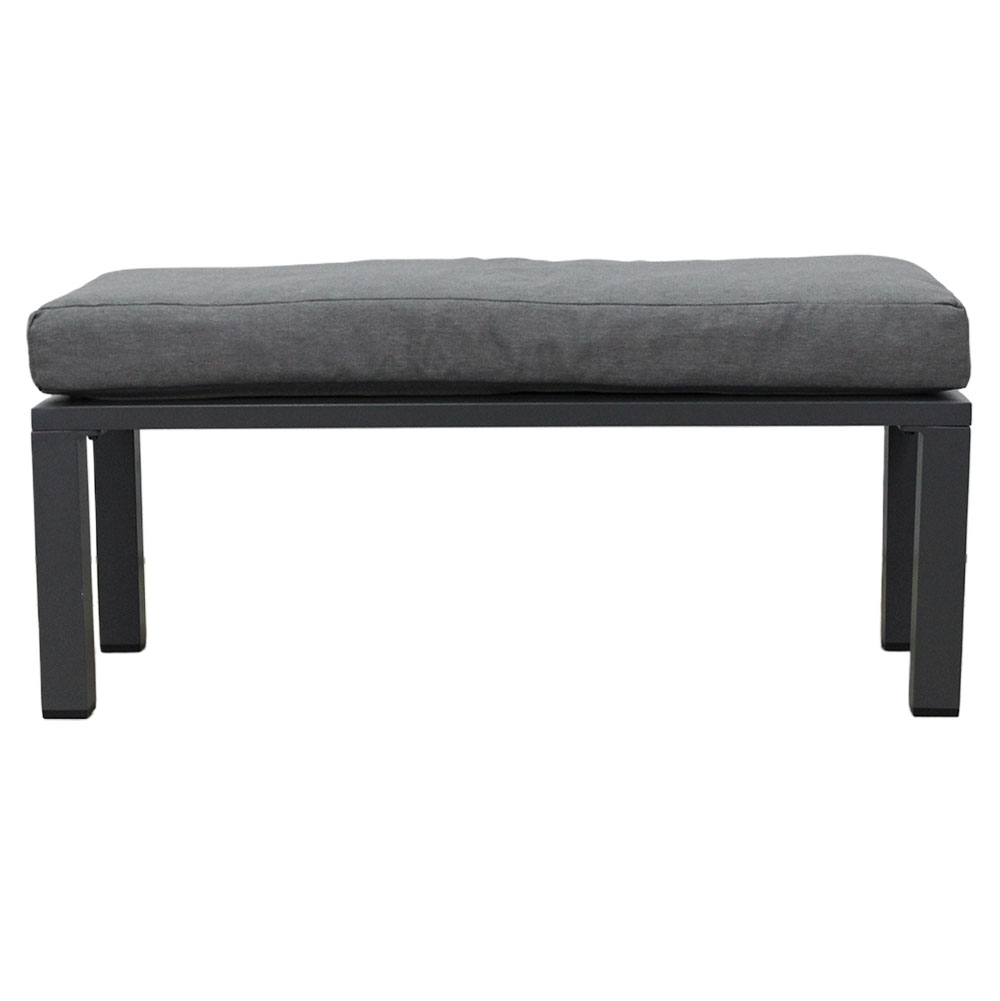 Zahradní sestava k sezení KAVANO | stůl + rohová sedačka + taburet | hliník/šedá | polstry v ceně | ALM9422