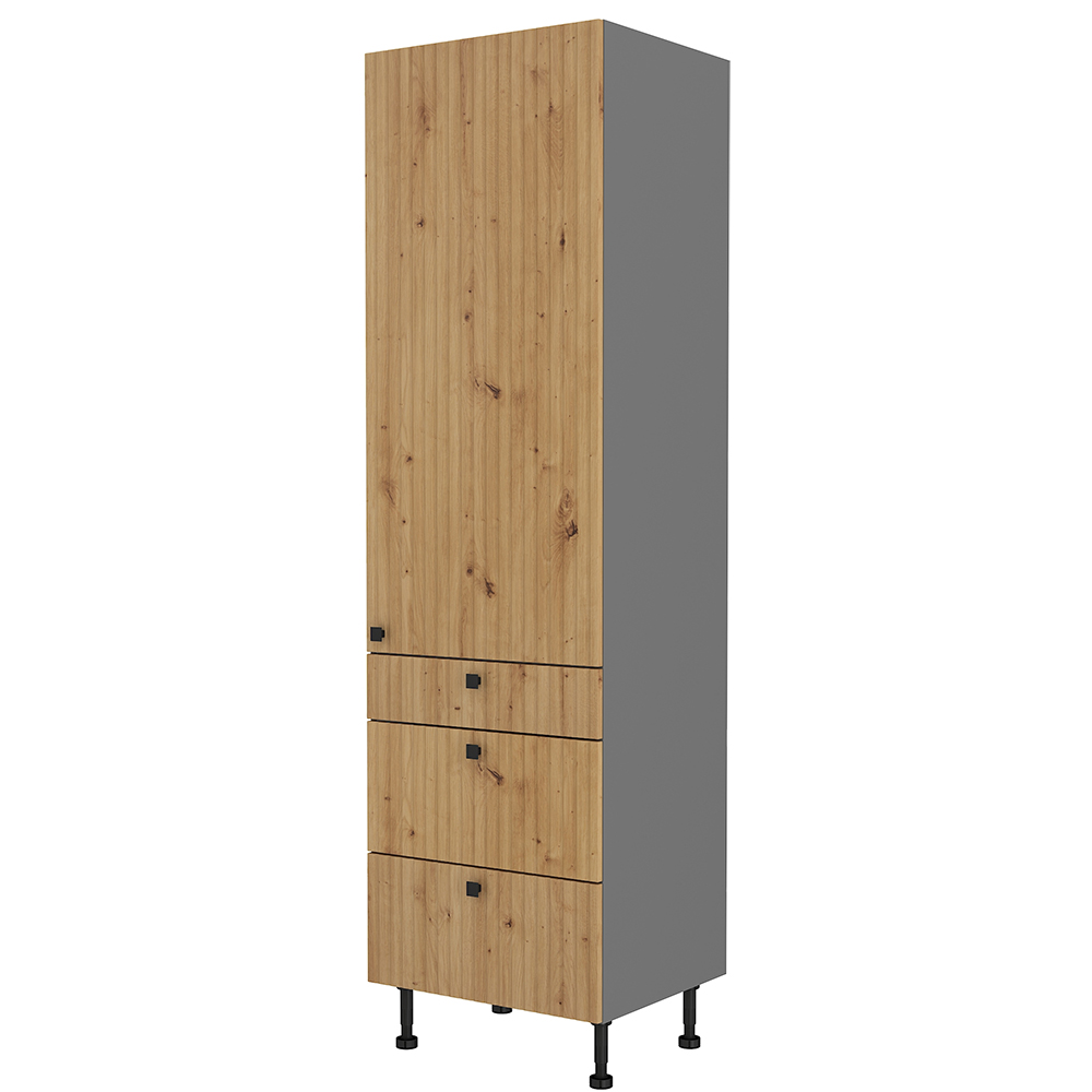 AVARANT sa | vysoká skříňka 60 DKS-215 3S 1F potravinová | 60 cm | 3D povrch | šedá/artisan